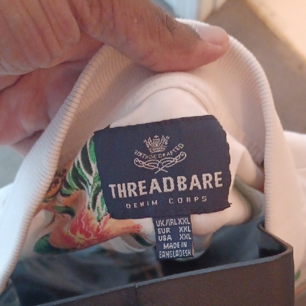 Threadbare Floral Print Polo Shirt - White, Green and Orange - Picture 3 of 8